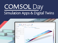 A thumbnail showing off some of the models and apps that will be highlighted during the COMSOL Day featuring simulation apps & digital twins.